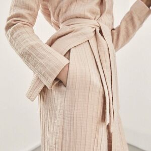 Massimo Dutti cream soft jacket with belt